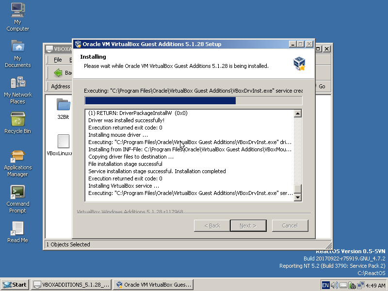 installing latest versions of guest additions virtualbox