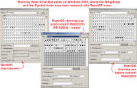 Win2003_testing_charmaps_with_ReactOS_wingdings_fonts.png